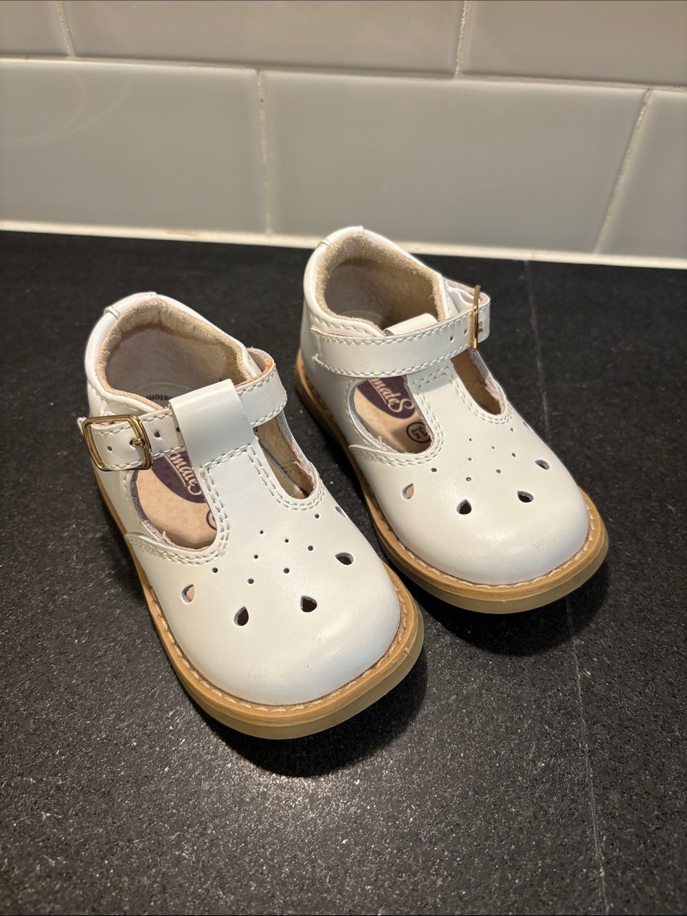 FootMates White Mary Jane T-Strap Baby Walker Shoes